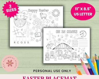 Printable Christian Easter Activity Placemat, Sunday School Activity Worksheet for Kid's Religious Bible Study Learning