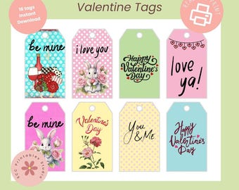 Whimsical Valentine's Day Printable Gift Tags: Pug, Boston Terrier, Gnome & Bear Classroom Treat Bag Labels