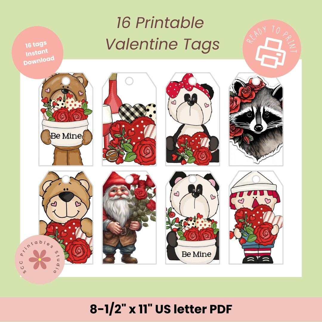 Valentine Gift Tags, Printable Kids Valentine Classroom Favor Tags ...