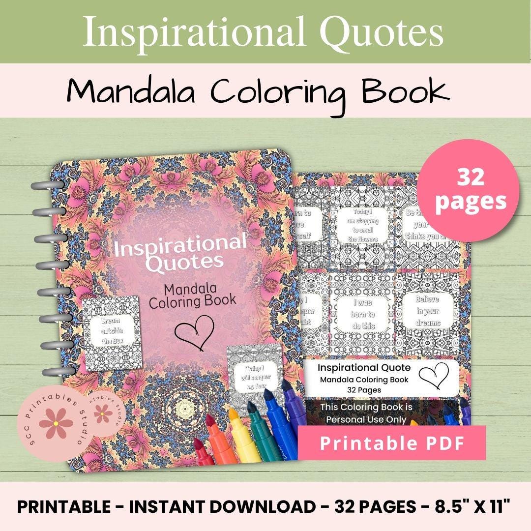 Women's Inspirational Coloring Book Printable Mandala Art With ...
