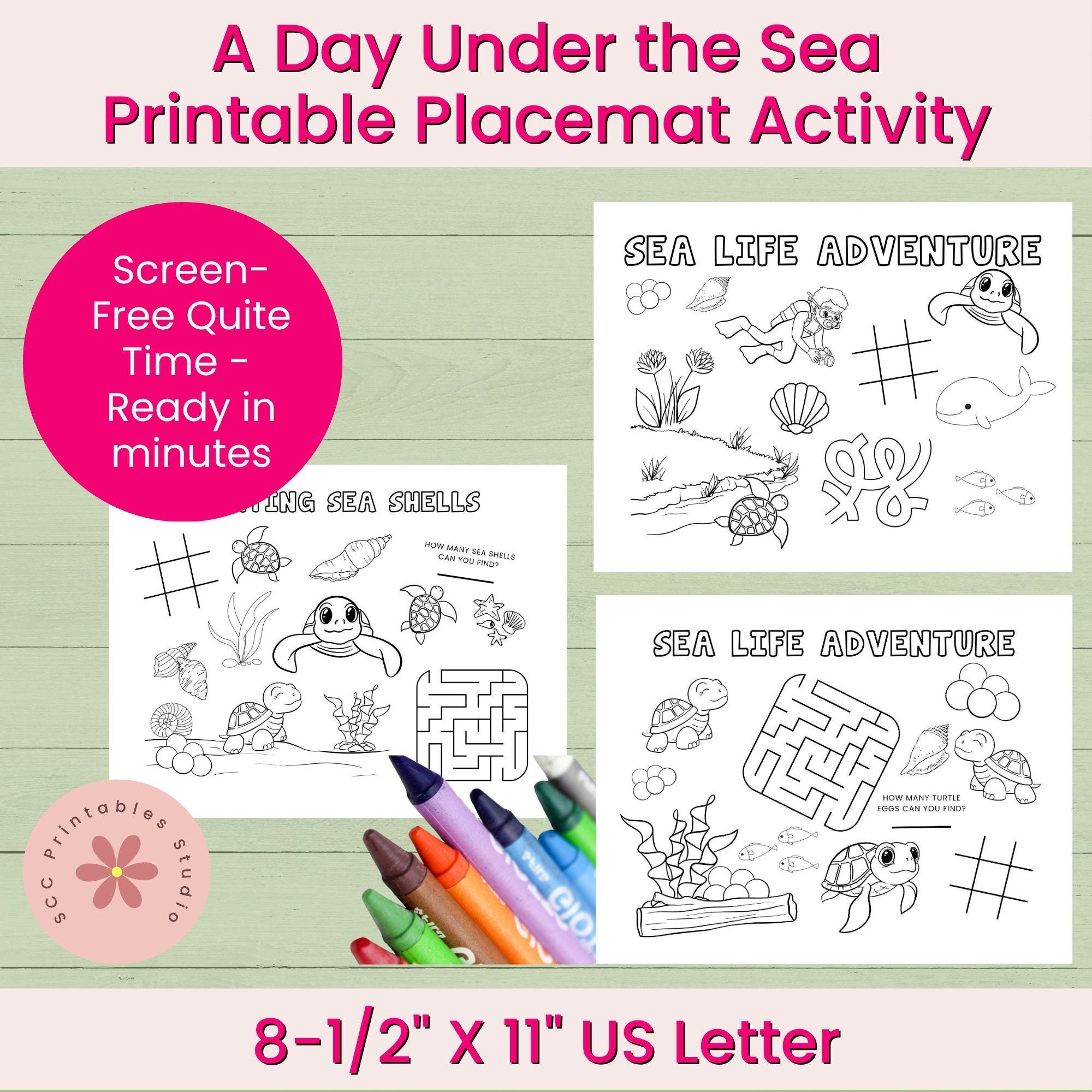 Under the Sea Printable Activity Pages for Kids, Ocean Printables With ...