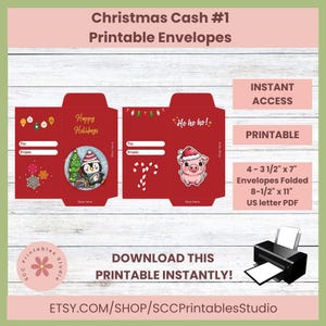 Weihnachtsbargeld-Umschlag, druckbarer Geldstrumpf-Umschlag, Geschenkkartenhalter, PDF-Digital-Umschlag, Lotteriescheinhalter im JPG-Format