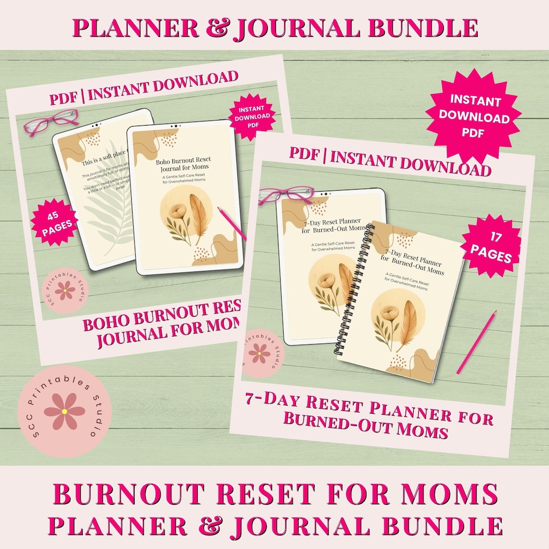 Boho Burnout Reset Bundle for Moms - 7-day Reset Planner & Gentle ...