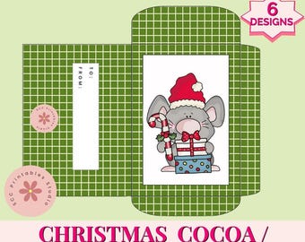 Christmas Printable Hot Cocoa Wrapper, Instant Chocolate Christmas Favors, Gift Card Stocking Stuffer Sleeve, DIY Teacher Holiday Gifts