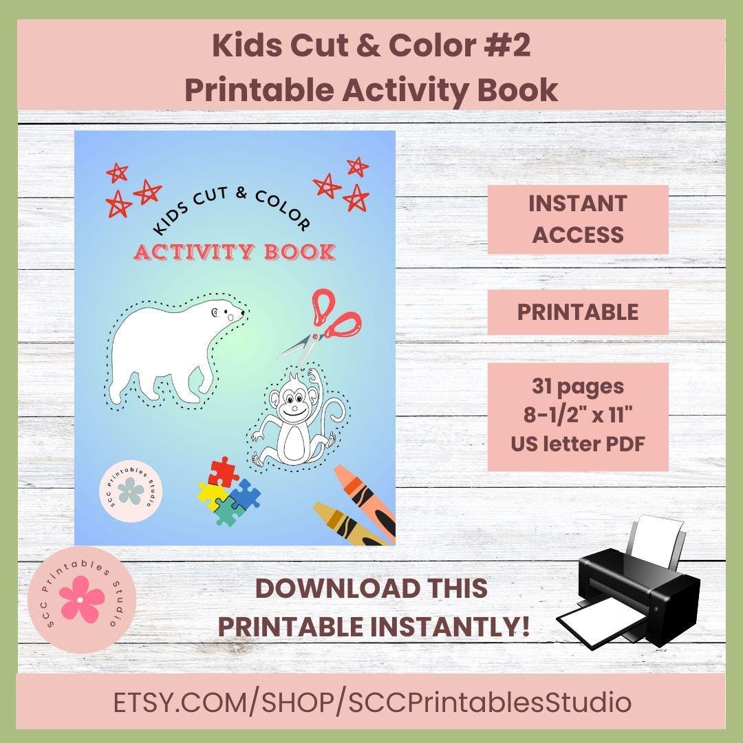 Kids Printable Coloring, Cut and Color Creative Learning Worksheet ...