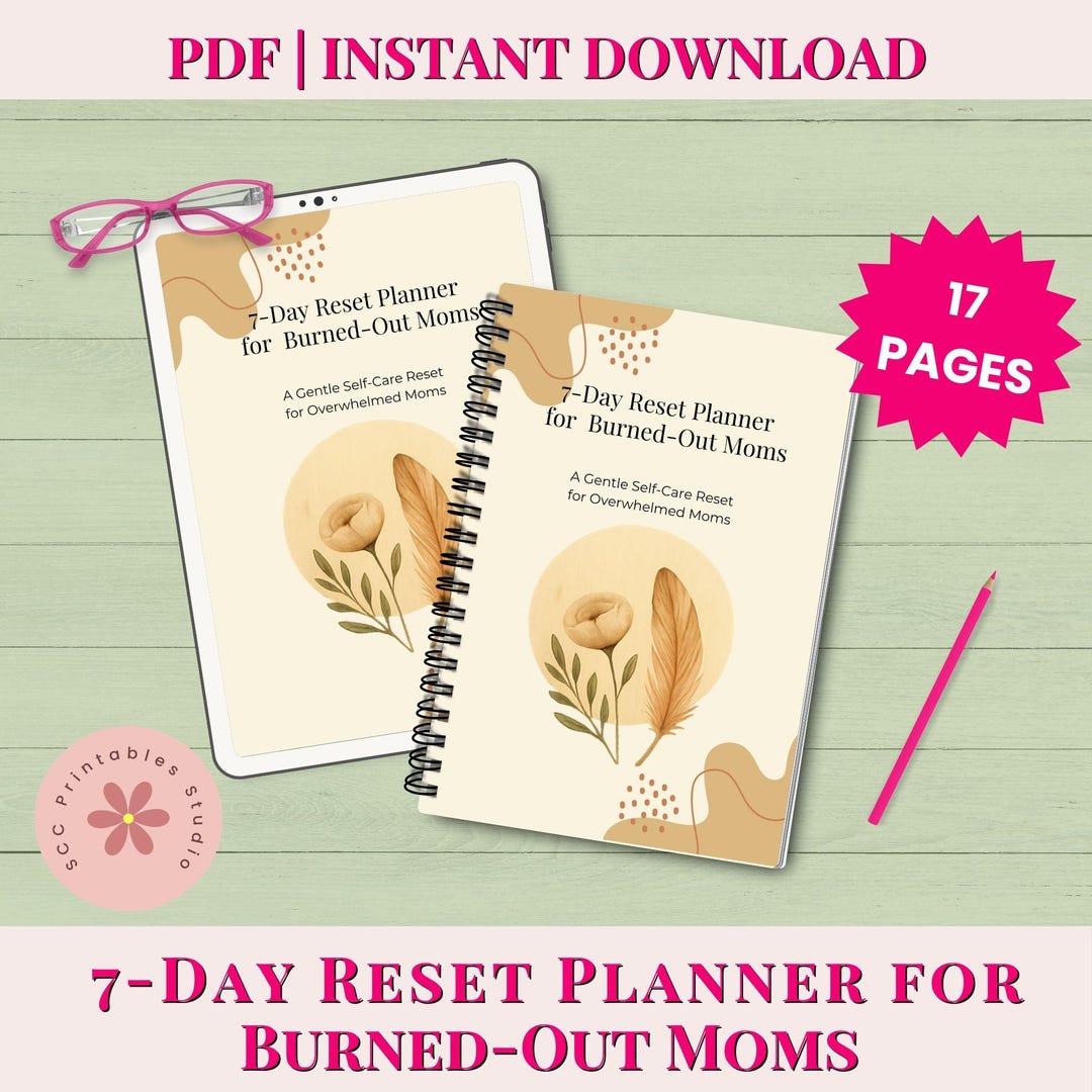 Boho 7-day Reset Planner for Burned-out Moms, Gentle Self Care ...
