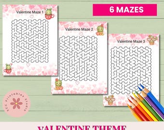 Printable Valentine Maze Puzzles for Kids, DIY Valentine Exchange Cards, Classroom & Home School Valentine's Day Puzzle Card