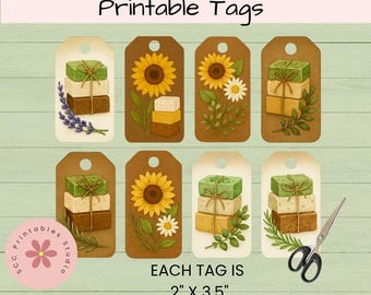 Printable Handmade Soap Tags, Kraft Paper Gift Labels for Small Business Packaging, Handmade Soap Favor Tags