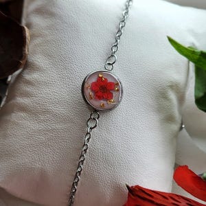 Resin Bracelet Dried Flower Resin Jewerly Eco-Friendly Jewelry Floral Bracelet Stainless Steel Boho Jewelry Gift for Her Women Memorial Gift