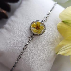 Resin Bracelet Dried Flower Resin Jewerly Eco-Friendly Jewelry Floral Bracelet Stainless Steel Boho Jewelry Gift for Her Women Memorial Gift