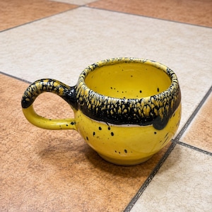 Handmade Ceramic Mug, Speckled Drip Glaze Pottery Cup, Modern Rustic Style