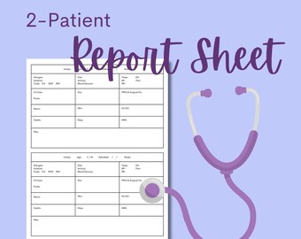 Nurse Report Sheet: Two-Patient Clinical Planner (Printable PDF)