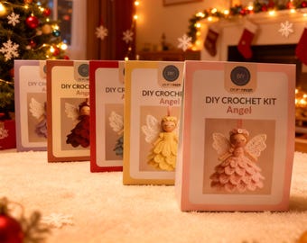 Kit DIY Anges Au Crochet - Décorations Noël Maison, Pour Débutants, Fil Et Crochet Inclus, Hauteur ~15 Cm