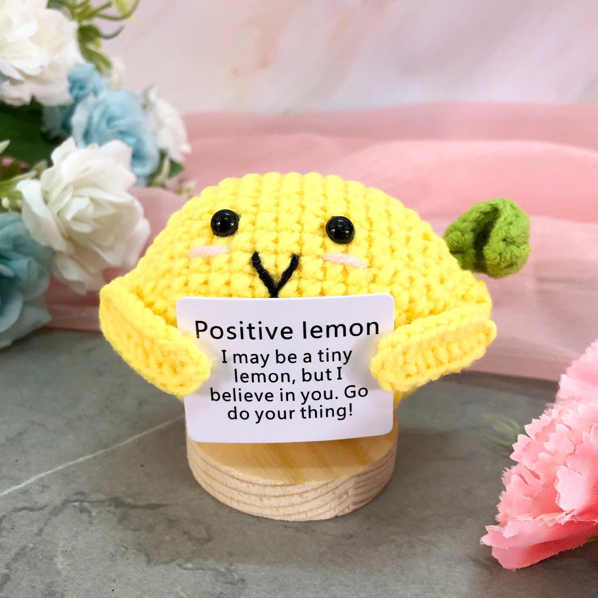 Crochet Lemon Positive Desk Decor Gift For Employees Party Bag 