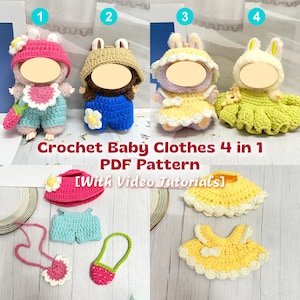 Crochet Labubu Clothes Pattern 4-in-1: Dress, Overall, Bag (PDF Download /Video Tutorial)