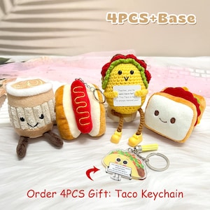 Crochet Taco, Crochet Fast Food, Burger, Hot Dog, Coffee, Plush Keychain, Taco Keychain, First Day of School Gift, Teacher Appreciation