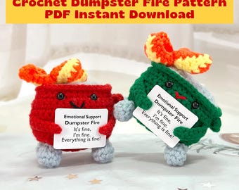 Dumpster Fire häkeln Amigurumi-Muster: (PDF-Download, Videoanleitung enthalten)
