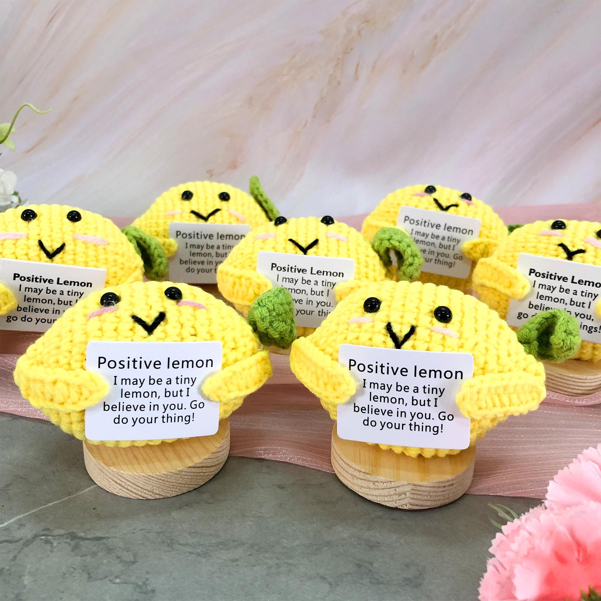 Crochet Lemon Positive Desk Decor Gift For Employees Party Bag 