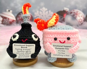 Bombe au crochet et décharge en feu : Décoration artisanale de soutien émotionnel, cadeau idéal pour les bas de Noël