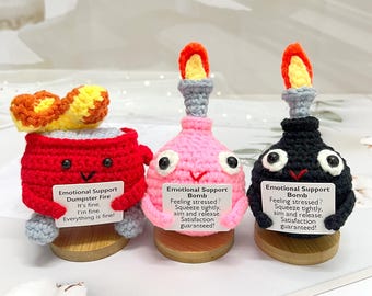 Ensemble Crochet Poubelle Incendie et Bombe : Cadeau de Soutien Émotionnel Drôle, Cadeau de Noël