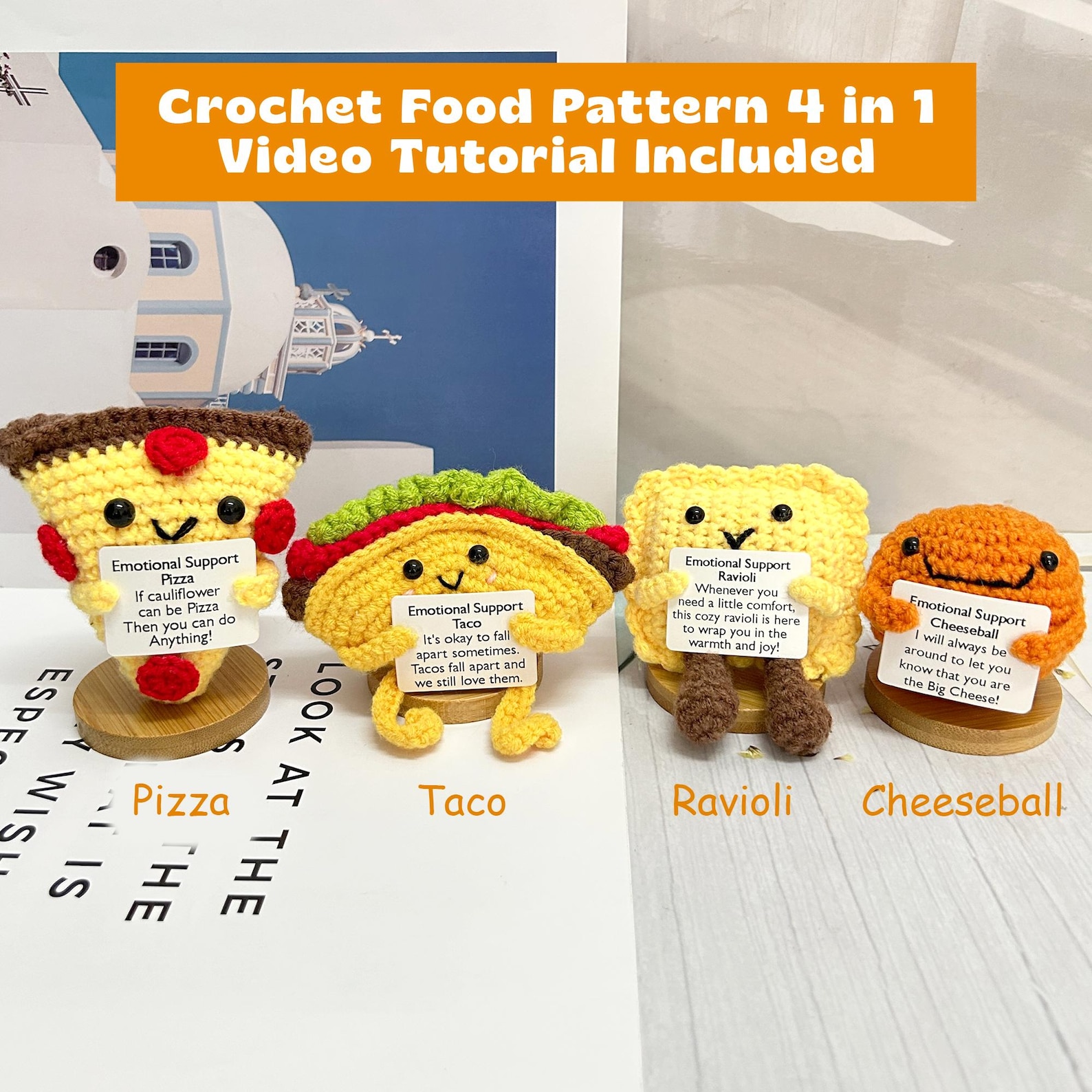 Crochet Food Pattern: Pizza, Ravioli, Taco, Cheese Ball (PDF Pattern ...