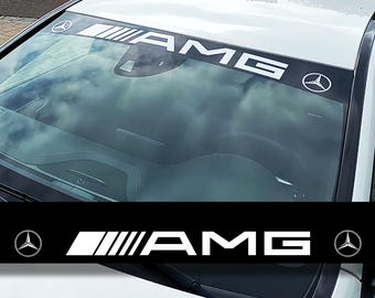 2 modelli parabrezza AMG Sunstrip con emblema adesivo banner decalcomania grafica per finestrini rally | adesivi kit decorativo emblema motorsport adesivi
