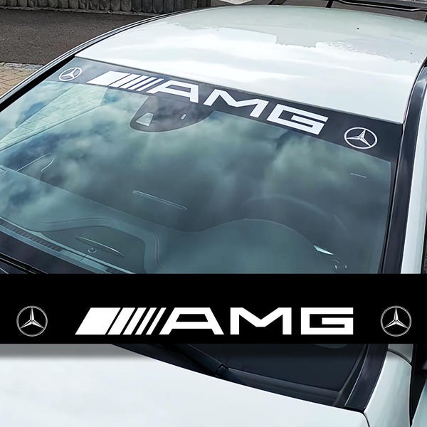 2 Models Windshield AMG Sunstrip with Emblem Sticker Banner Decal Rally Window Graphic | Stickers Motorsport Emblem Decor Kit Adhesives