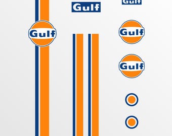 Set adesivi Gulf Oil Adhesive Graphic per decorazioni moto Vespa | Decalcomanie per decorazioni moto | Kit adesivi Gulf Oil in vinile stile moto Vespa