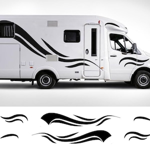 Set Van Both Sides Skirt Stripe Decals, Universal any Camper Van Boat Horsebox Caravan RV Car Tuning Accessories Decoration Motorhome decals