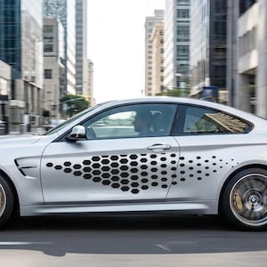 Set 2 Pcs JDM Racing Checker Graphics Motorsport Stickers. Both Sides Polygon Stripes Decal Graphics Car SUV, Truck Sport vinyl Decals wrap