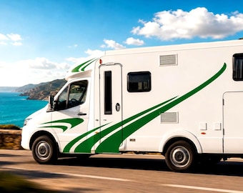 Set di 6 adesivi a strisce per furgoni, roulotte, caravan, per porte laterali, carrozzeria, adesivi grafici, camper, rimorchi, adesivi decorativi in vinile
