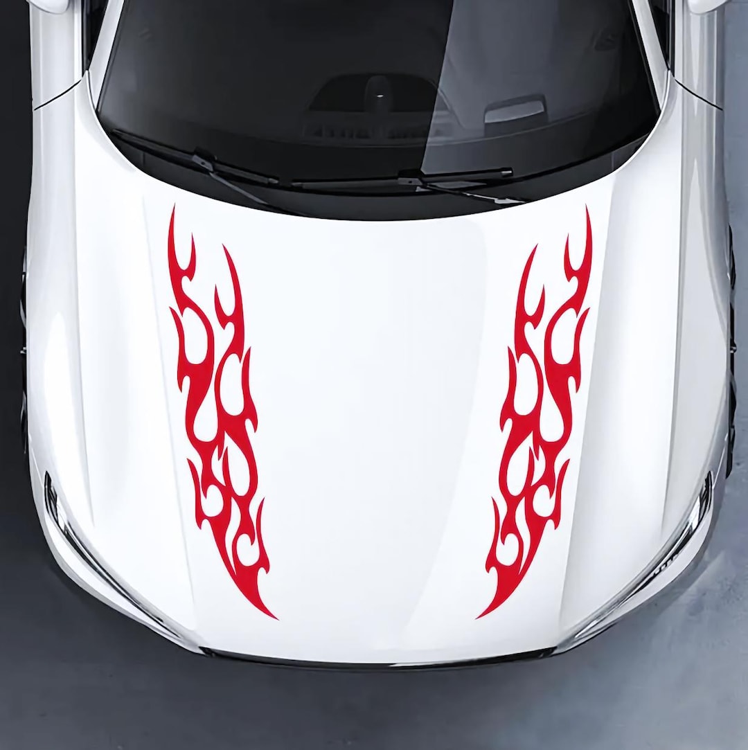 2 Pcs Car Racing Fire Flames Decal Stickers Universal Size Car Truck ...