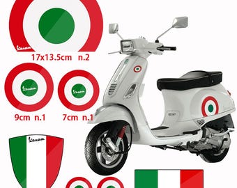 Set di adesivi per moto Vespa con tema aviazione italiana | Adesivi tricolore italiano per moto | Decalcomanie con bandiera italiana per decorare la moto | Decalcomanie fantastiche