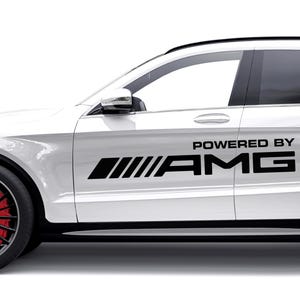 Set 4 Pcs Powered by AMG vinyl Graphic Decals | Mercedes AMG Car Emblem Both Sides Decal Car, SUV, Truck Sport Sticker | Motorsport Decals