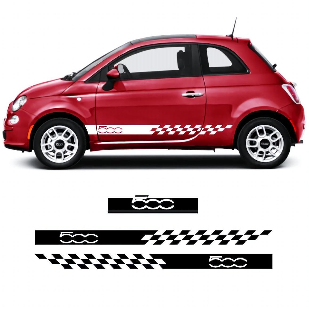 Set 2 Pcs Fiat 500 Racing Stripes Graphics. Both Sides Sport Stripes ...