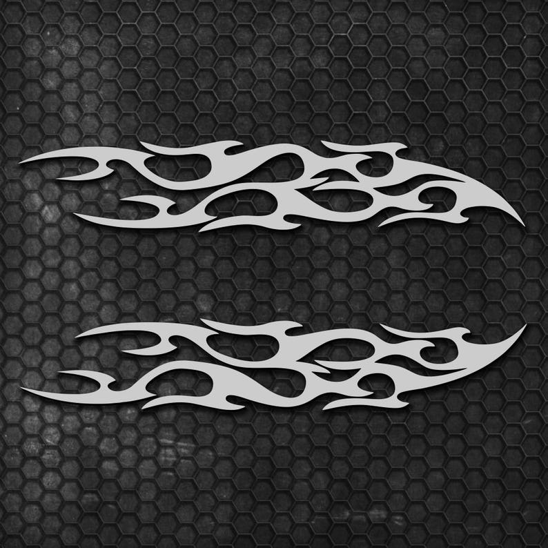Set 2 Pcs Racing Flames Fire Decal Hood Decals Vinyl Style Car Van ...