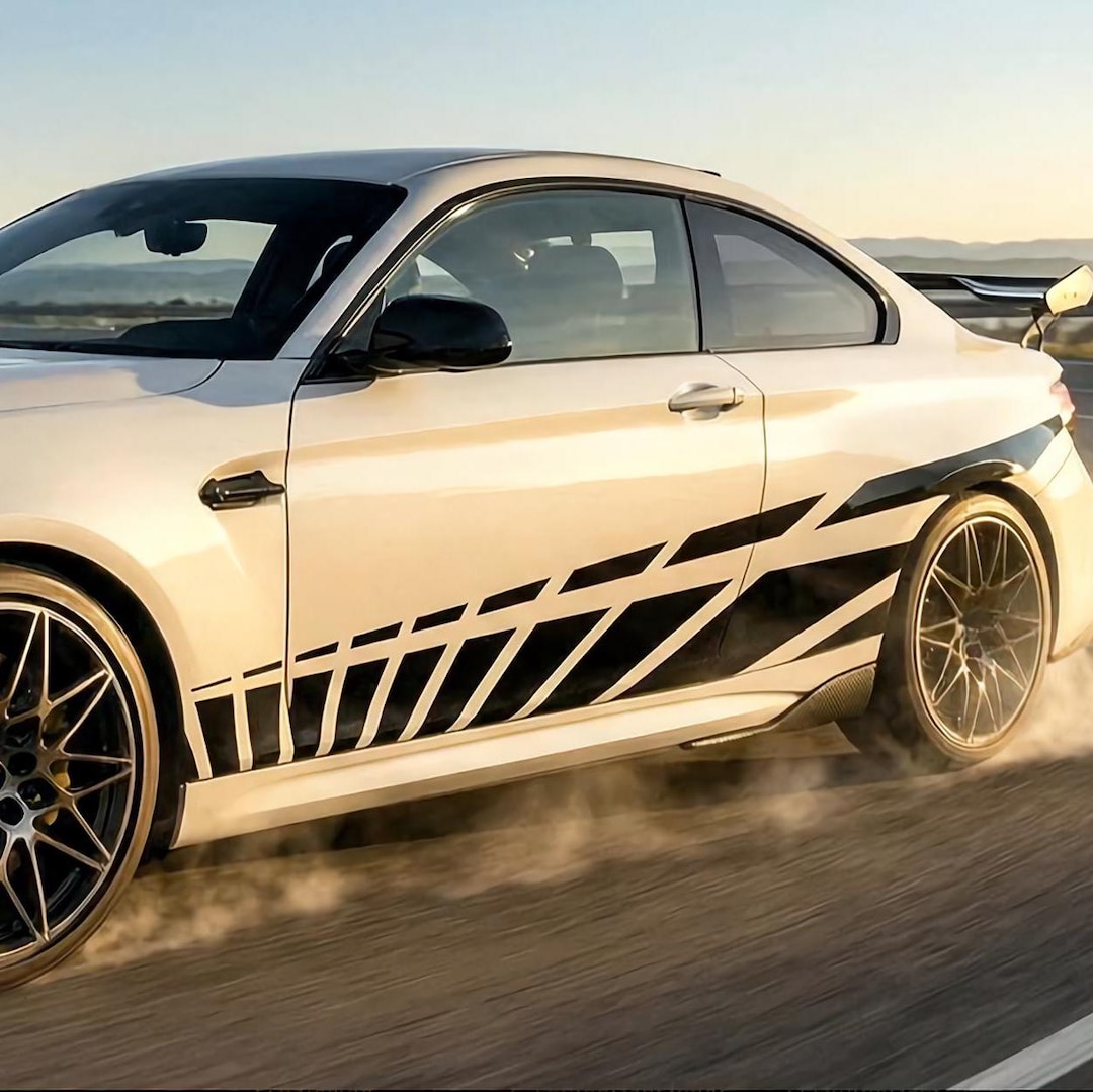 Set 2 Pcs Car Racing Stripes Sport | Motorsport Both Sides Stripes ...