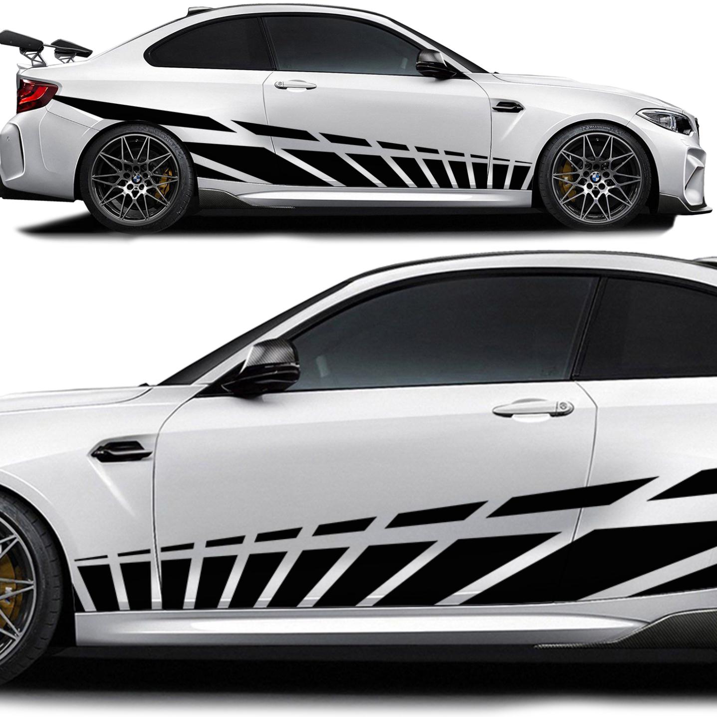 Set 2 Pcs Car Racing Stripes Sport | Motorsport Both Sides Stripes ...