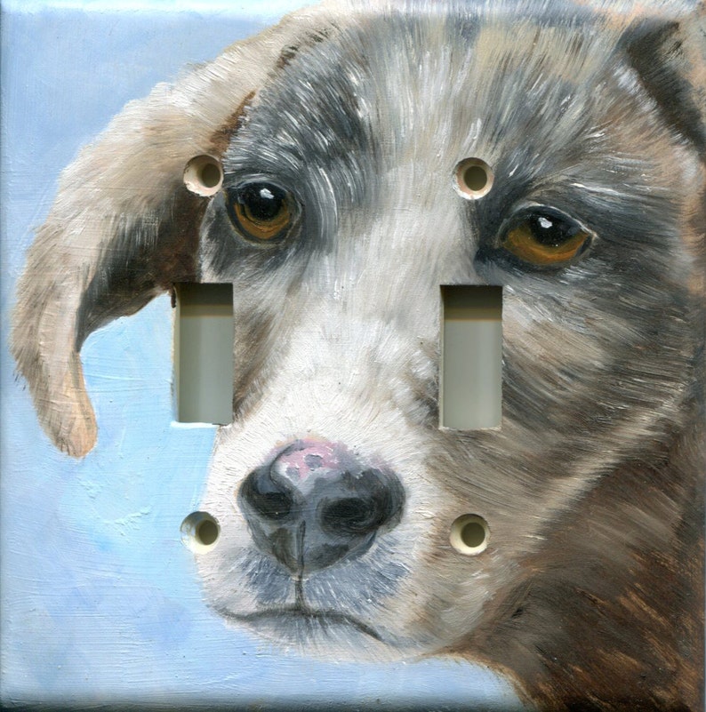 Dog Oil Painting On Double Light Switch Plate Dog Lover Etsy