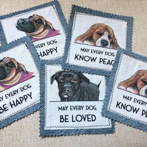 Dog Patches, handmade, iron-on, 4.5&quot;x4.5&quot;, beagle, pit bull, hound, spaniel