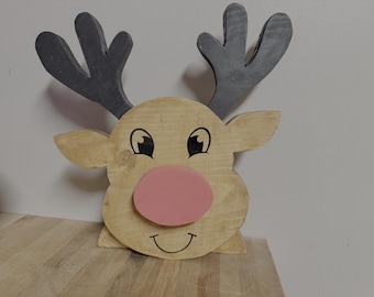 Rudolph la renna dal naso rosso in legno
