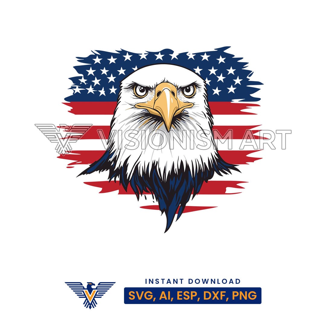 Bald Eagle With American Flag Svg, USA Eagle Svg, Svg Cut Table Design ...