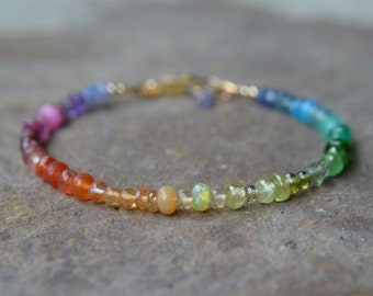 Rainbow Gemstone Bracelets 6 1/2 or 7 Inches