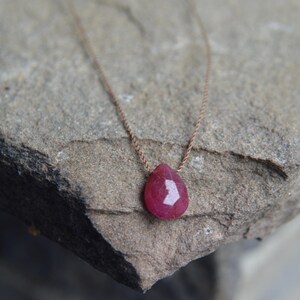 Ruby  Knotted Silk Necklace  July Birthstone 17 Inches