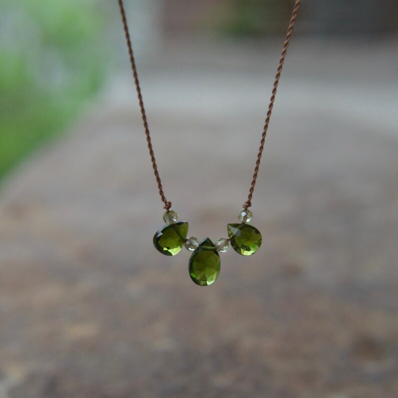 Chrome Diopside tiny Gemstone Pendant wire wrapped Sterling Silver Necklace BOX