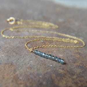 Montana Sapphire Bar Necklace 14k Gold Fill September Birthstone 16 or 18 inches