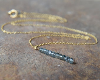 Montana Sapphire Bar Necklace 14k Gold Fill September Birthstone 16 or 18 inches