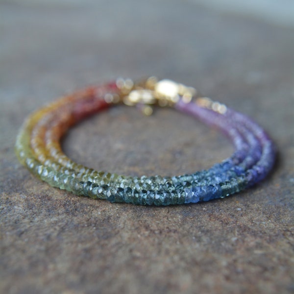 Rainbow Sapphire Bracelet 6 1/2, 7 or 7 1/2 Inches