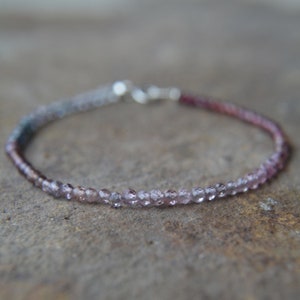 Multicolor Ombre Spinel Dainty Bead Bracelet 6 1/2 Inches