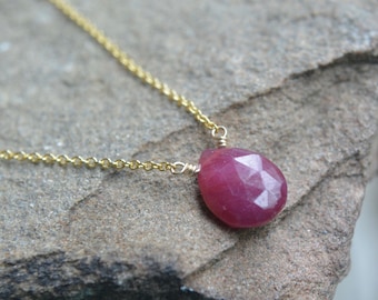 Genuine Ruby Necklace July Birthstone Necklace Choose Your Length